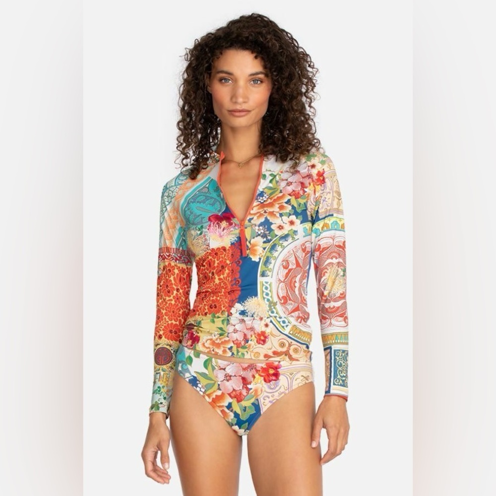 NWT Johnny Was Women's Boho Surf Paddle swim SET pants & half-zip XS